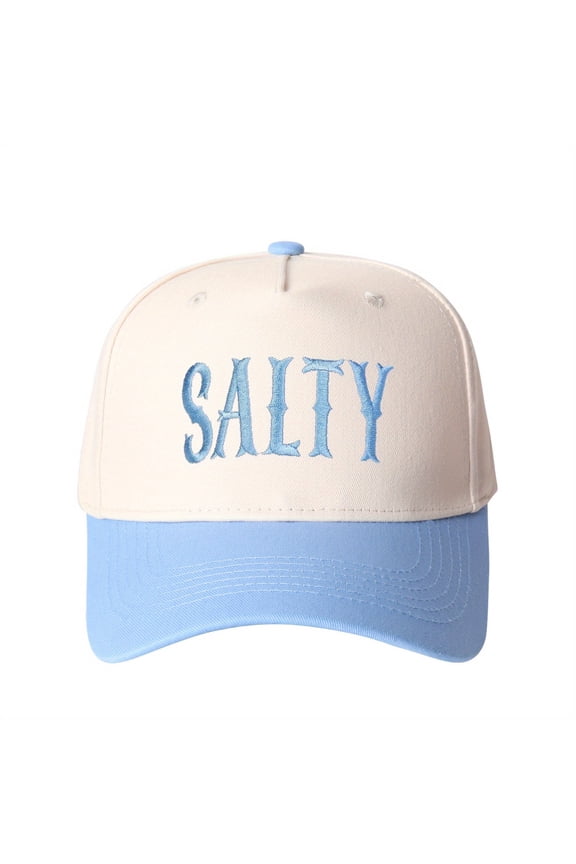 SALTY Embroidered Patchwork Trucker Cap | Adjustable Unisex Snapback, Coastal Vibes Essential