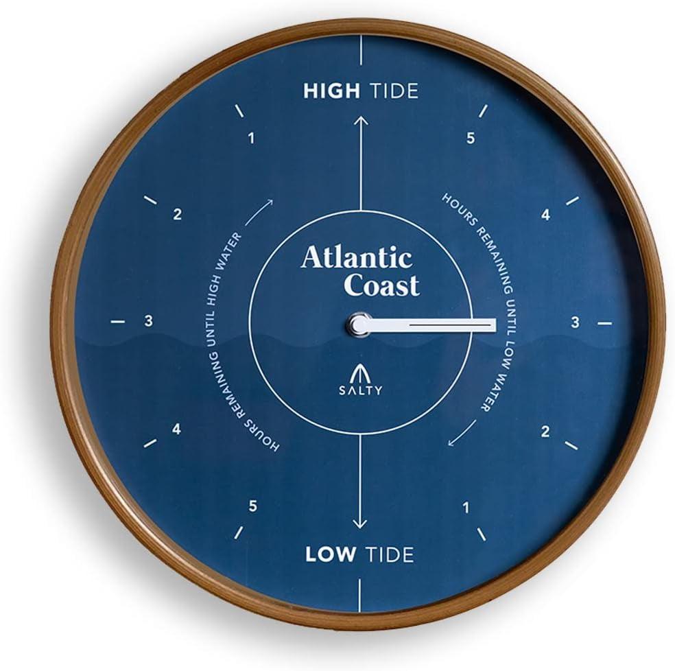 SALTY Home Tide Clock Coastal Decor 12.2Inch Wall Clock Premium Wood Dial Silent Clock Movement Quartz Mechanism Battery Operated Atlantic Coast Classic Blue Walmart