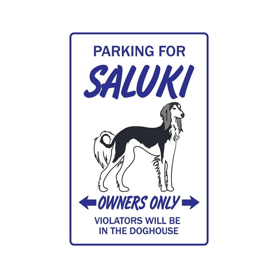 SALUKI Aluminum Sign dog pet parking Aluminum Signs hound veterinarian kennel breeder | Indoor/Outdoor | 14" Tall