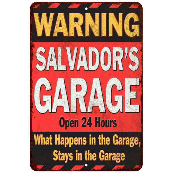 SALVADOR'S Garage Warning Man Cave Wall Decor 12 x 18 Matte Finish Metal 112180030289