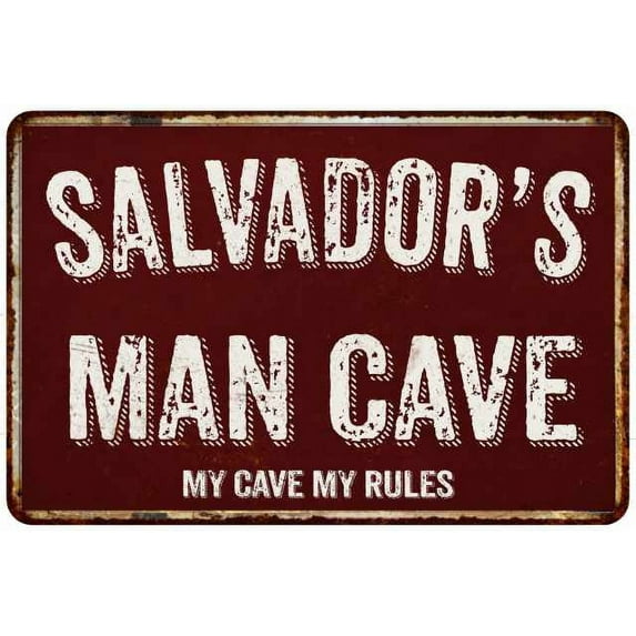 SALVADOR'S Man Cave Red Grunge Sign 16 x 24 Matte Finish Metal Sign 116240003480
