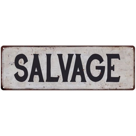 SALVAGE Vintage Look Rustic Metal 6x18 Sign City State 106180041087