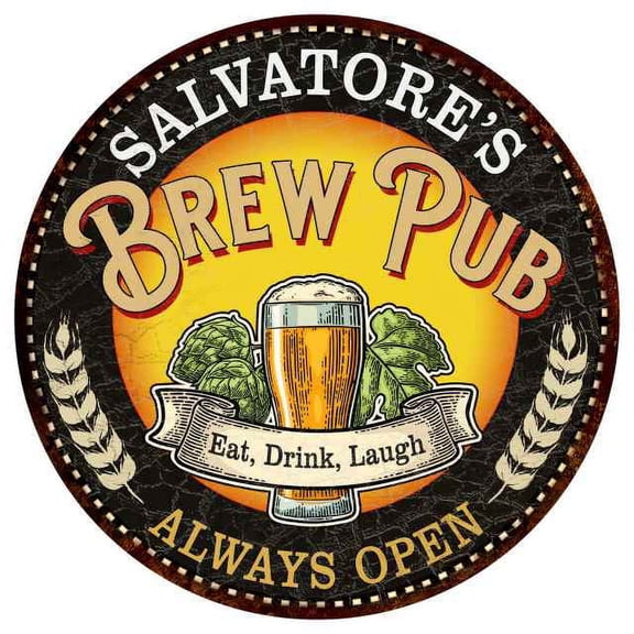 SALVATORE'S Beer Pub Man Cave Metal Sign Home Decor 14 inch Round 100140025497