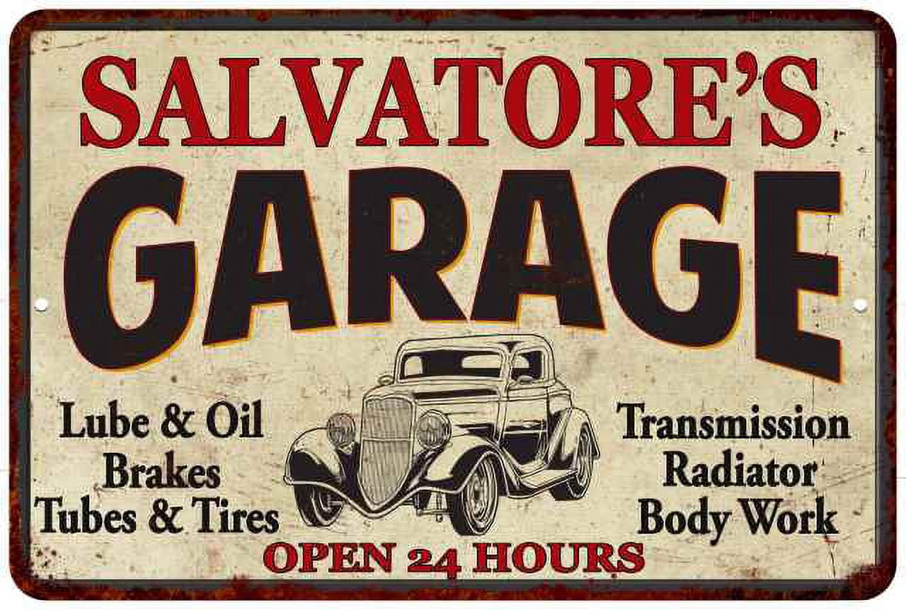 SALVATORE'S Garage Man Cave Metal Sign Decor 8x12 108120014392 ...