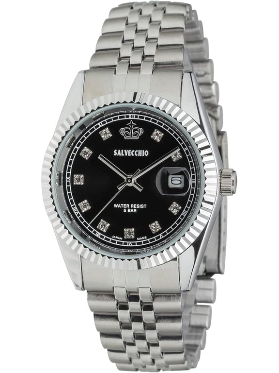 SALVECCHIO Men's 20 mm Dress Watch Stainless Steel Wristwatch, SilverBlack