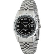 SALVECCHIO Mens 20 mm Dress Watch Stainless Steel Wristwatch, Silver Black