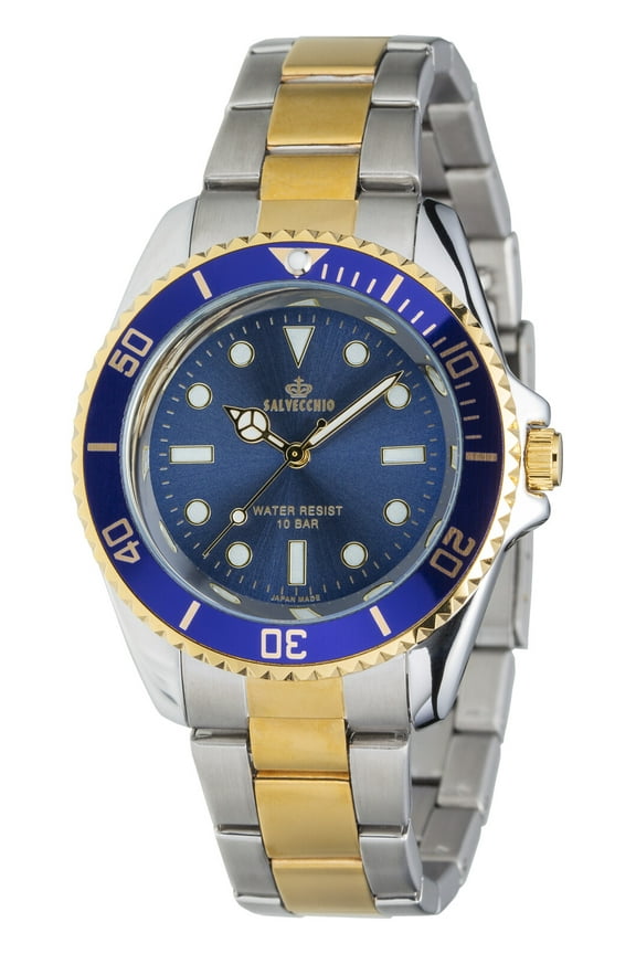 SALVECCHIO presents a 10 ATM water-resistant diver's watch made in Japan. The design has a sense of dignity, yet it exudes a sense of class and luxury. It is a highly functional watch