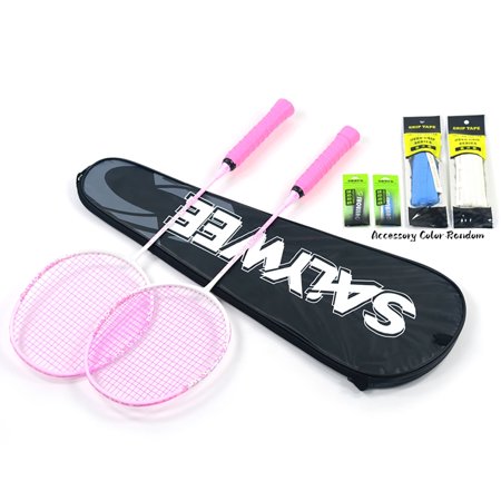 SALYWEE 2pcs Ultra-Lightweight Carbon Fiber Badminton Rackets - 26lbs Tension, Durable & Resilient - Perfect for Beginners to Pros, Rackets for Women & Loved Ones, Free Bag