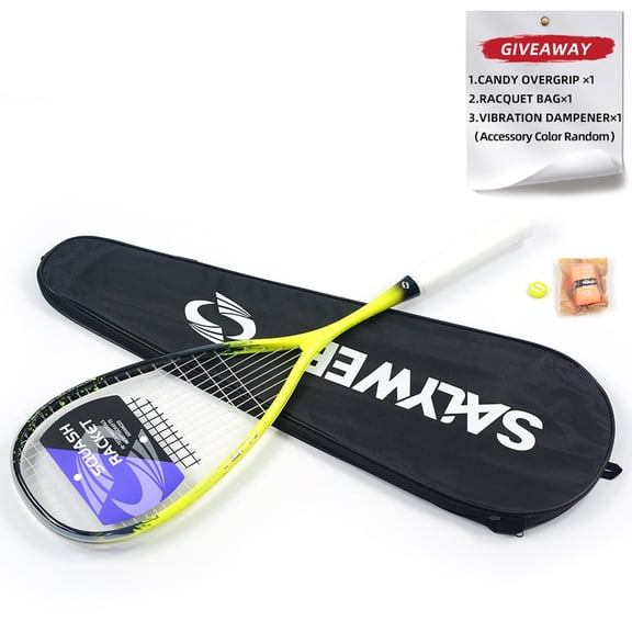 SALYWEE AURA Full Carbon Squash Racket, T800 Enhanced Torsion Resistance, 140±5g Lightweight, Windproof Frame, Laser+Gradient Paint, Bag, Overgrip & Dampener