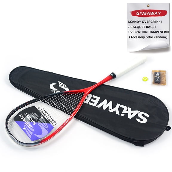 SALYWEE AURA Full Carbon Squash Racket, T800 Enhanced Torsion Resistance, 140±5g Lightweight, Windproof Frame, Laser+Gradient Paint, Bag, Overgrip & Dampener