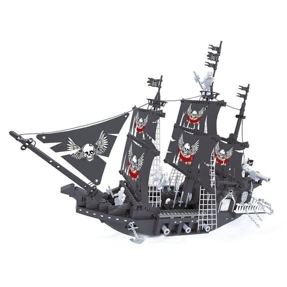 SALYWEE Pirate Ship Building Block Model, Nautical Adventure DIY Kit, Desk Decoration Perfect Gift for Adult Hobbyists