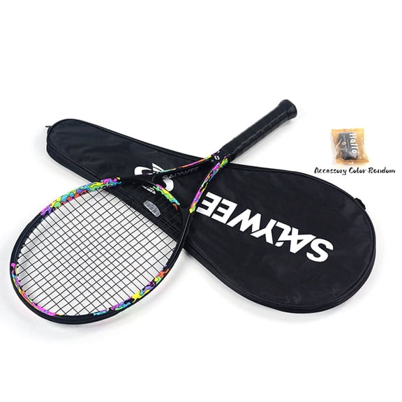 SALYWEE Pro Tennis Racket, Dazzling Graffiti Design, Carbon Composite Lightweight Frame, Pre-Strung 50-60 lbs Competitive Grade, Free Bag & Grip Tape