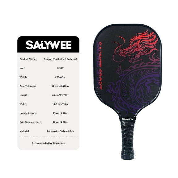 SALYWEE Dragon Element Fiberglass Pickleball Paddle - Matte Finish, Two-Tone Face, Single Pack