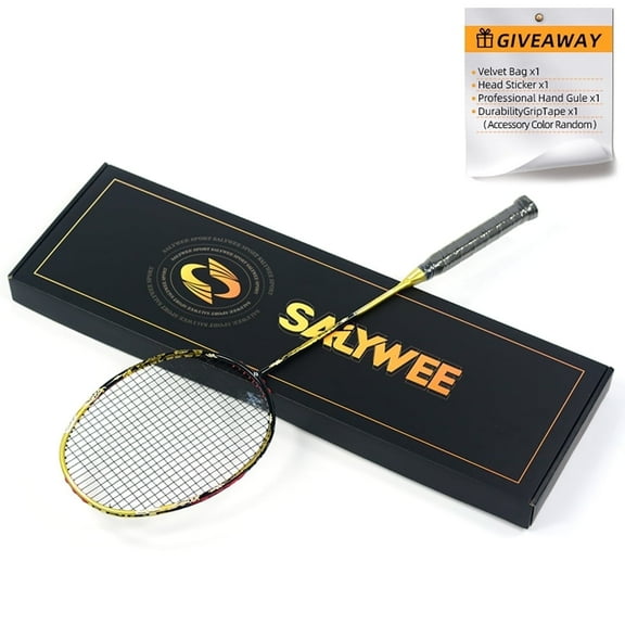 SALYWEE Golden Dragon and Fire Phoenix Series Full Carbon Fiber 5U Ultra Light High Tension Badminton Racket with Free Gift Box, Suitable for Competition and Training