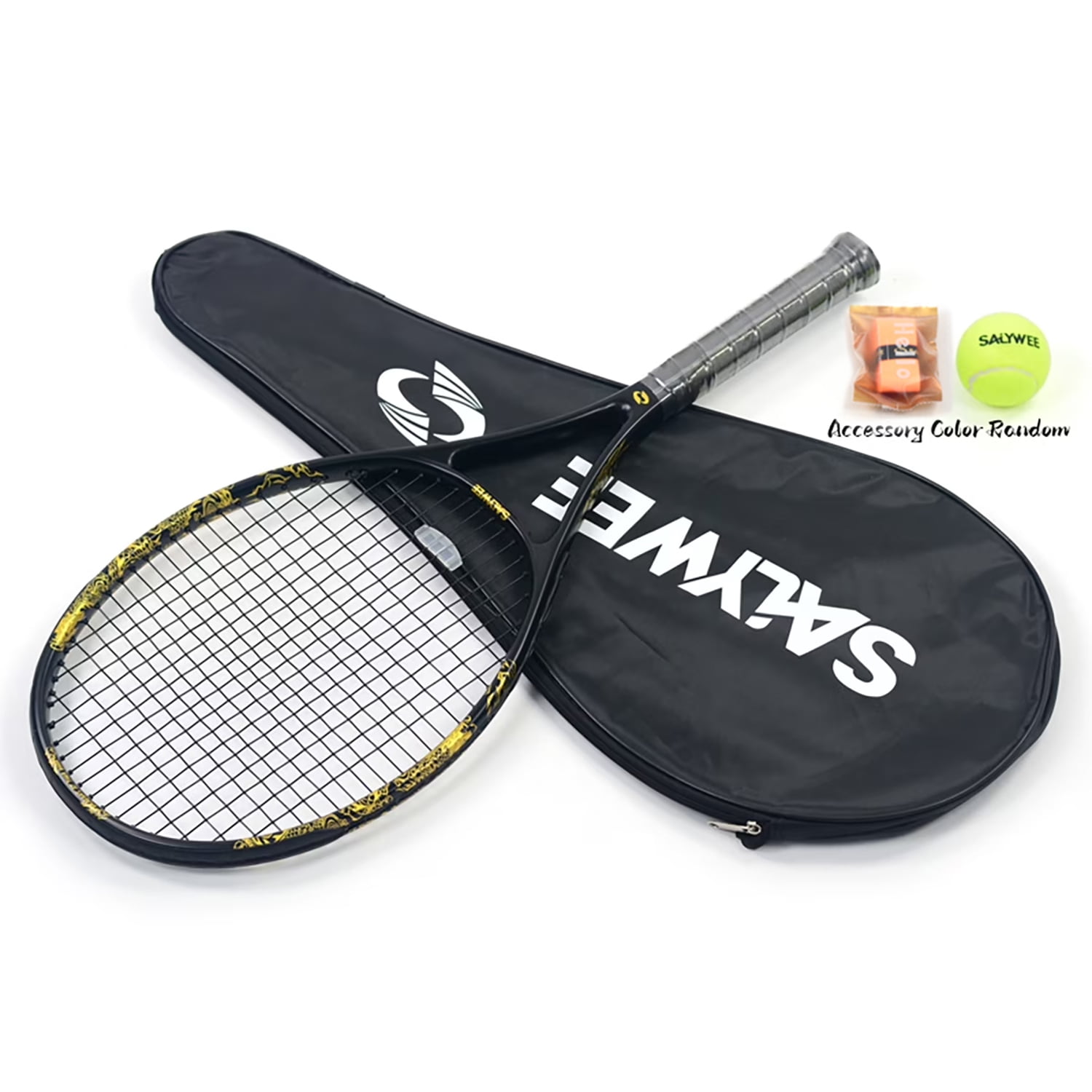 SALYWEE Golden Dragon Series Tennis Racquet, Pre-Strung, Black/White, 11.3 oz. Weight, 105 Sq. in. Racquet Head Size