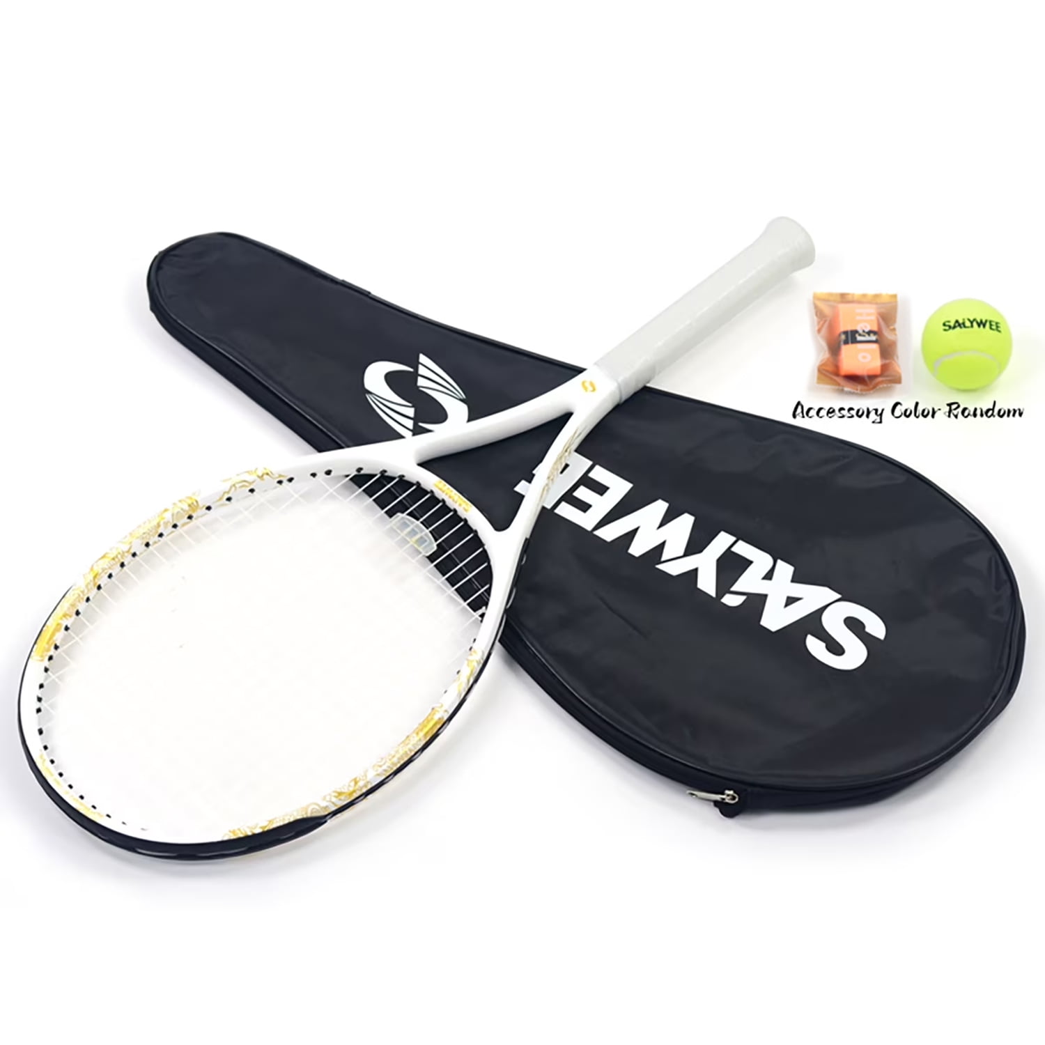 SALYWEE Golden Dragon Series Tennis Racquet, Pre-Strung, Black/White, 11.3 oz. Weight, 105 Sq. in. Racquet Head Size