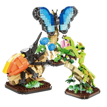 SALYWEE Insect Adventure 3-Pack Building Block Set - Beetle, Butterfly, Mantis Models Building Bricks Toy for Kids & Collectors