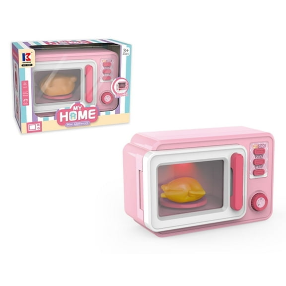SALYWEE Play Kitchen Set for Kids, Microwave Toy Play Kitchen Realistic Lights Sounds Simulation for Girls Boys Gift - Small Pink 7.8x5.1x3.7in