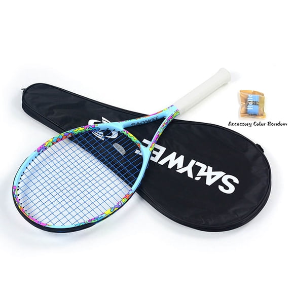 SALYWEE Pro Tennis Racket, Dazzling Graffiti Design, Carbon Composite Lightweight Frame, Pre-Strung 50-60 lbs Competitive Grade, Free Bag & Grip Tape