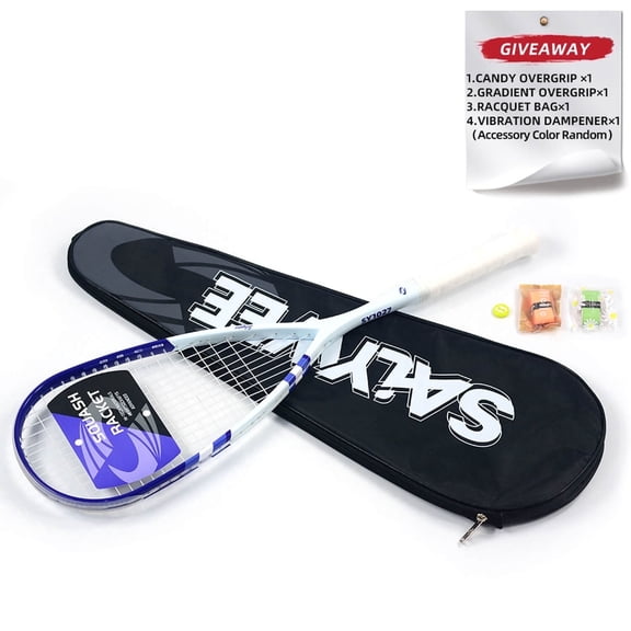 SALYWEE SKY.X Pro-Grade 30T Full Carbon Squash Racket Set | 149g Ultra-Light+3D Textured Design | 12x17 String Pattern | Anti-Twist Frame | Racket Bag, Shock Absorber, 2 Grip Tapes - Premium Blue