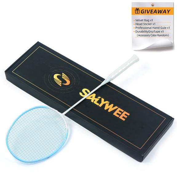 SALYWEE SU7 Full Carbon Fiber Badminton Racket | 4U 28lbs Tension | Unstrung 80±5 g | Professional Training Rackets | Includes String & Grip Tap, Free Racket Head Frame Protective Tape