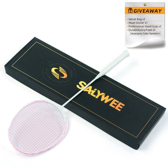 SALYWEE SU7 Full Carbon Fiber Badminton Racket | 4U 28lbs Tension | Unstrung 80±5 g | Professional Training Rackets | Includes String & Grip Tap, Free Racket Head Frame Protective Tape