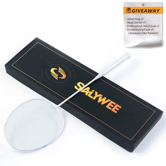 SALYWEE SU7 Full Carbon Fiber Badminton Racket | 4U 28lbs Tension | Unstrung 80±5 g | Professional Training Rackets | Includes String & Grip Tap, Free Racket Head Frame Protective Tape