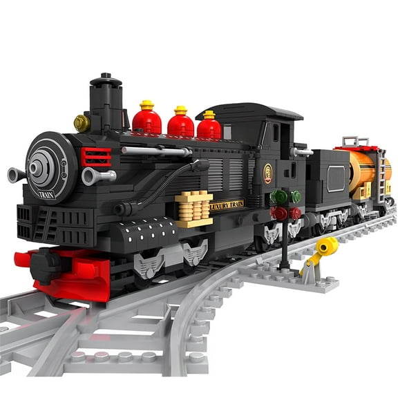 SALYWEE Vintage Black Steam Train Model - 580+ PCS Micro-Particle Building Blocks, Ideal Christmas Gift