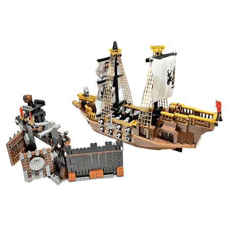SALYWEE Vintage Pirate Vessel Building Blocks - 860+pcs, with Cannons & Minifigures