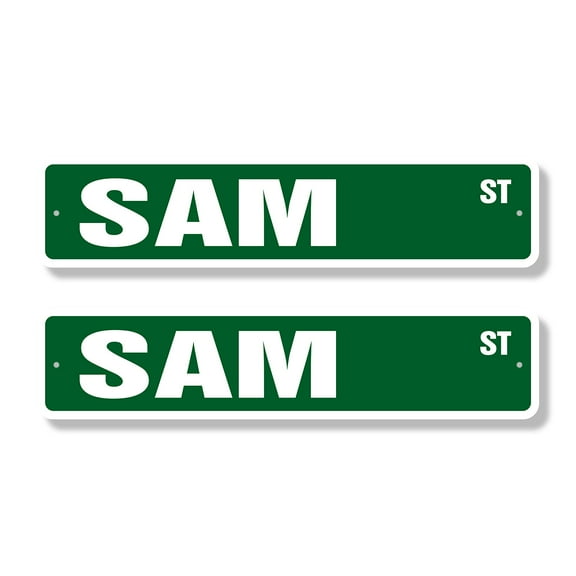 SAM Classic Street Sign (2 Pack) Childrens Name Room Sign Road Sign | 4" X 18" Plastic Address Sign