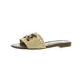 thumbnail image 1 of SAM EDELMAN Womens Beige Logo Raffia Backer Round Toe Slip On Slide Sandals 9 M, 1 of 3