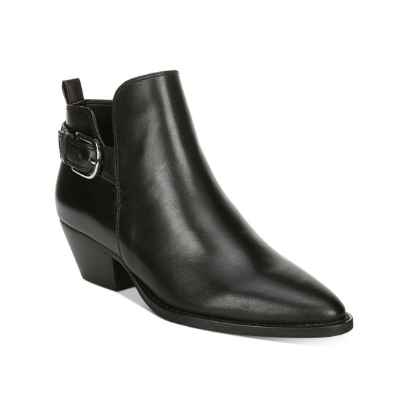 SAM EDELMAN Womens Black Buckle Accent Comfort Neena Almond Toe Block Heel Zip-Up Leather Booties 8.5 M