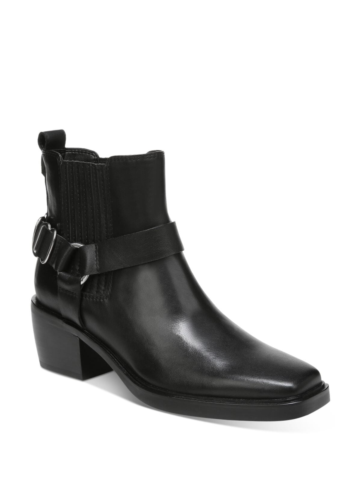 ZODIAC Womens Black Python Heel Pull-Tab Padded Goring Arrow Square Toe Block Heel Zip-Up Leather Chelsea Boot M