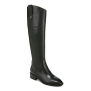SAM EDELMAN Womens Black Goring Pull Tab Button Detail Asymmetrical Cushioned Drina Almond Toe Block Heel Zip-Up Leather Riding Boot 9.5 M