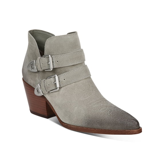 SAM EDELMAN Womens Green Adjustable Buckle Detailing Western Detailing Cushioned Strappy Windsor Pointed Toe Block Heel Zip-Up Leather Western Boot 5.5 M