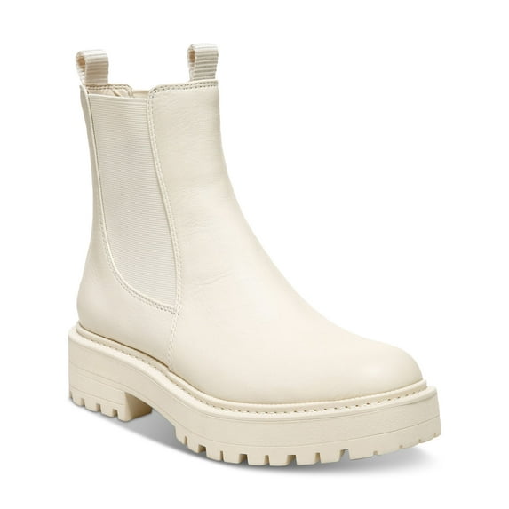 SAM EDELMAN Womens Ivory Lug Sole Waterproof Goring Laguna Round Toe Block Heel Leather Booties 6.5 M