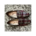 thumbnail image 1 of SAM EDELMAN Womens Red Plaid Embellished Padded Loraine Block Heel Slip On Loafers 9.5 M, 1 of 3