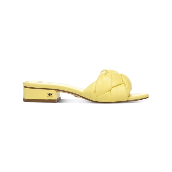 SAM EDELMAN Womens Yellow Woven Comfort Dawson Square Toe Block Heel Slip On Leather Heeled Sandal 5 M