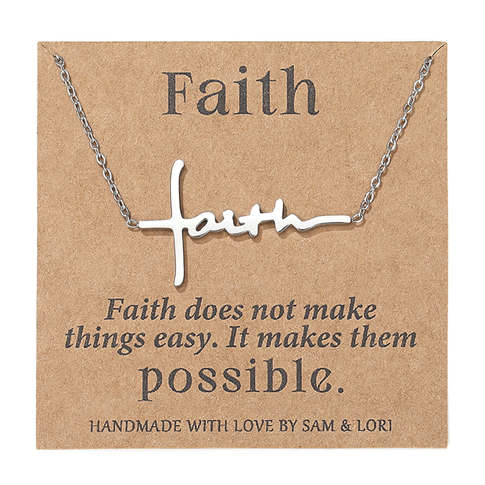 SAM & LORI Cross Necklace for Women Silver Faith Christian Baptism Gifts Catholic Religious Spiritual Jewelry Cute Sideways Choker Christmas Stocking Stuffers Valentines Day Easter Basket