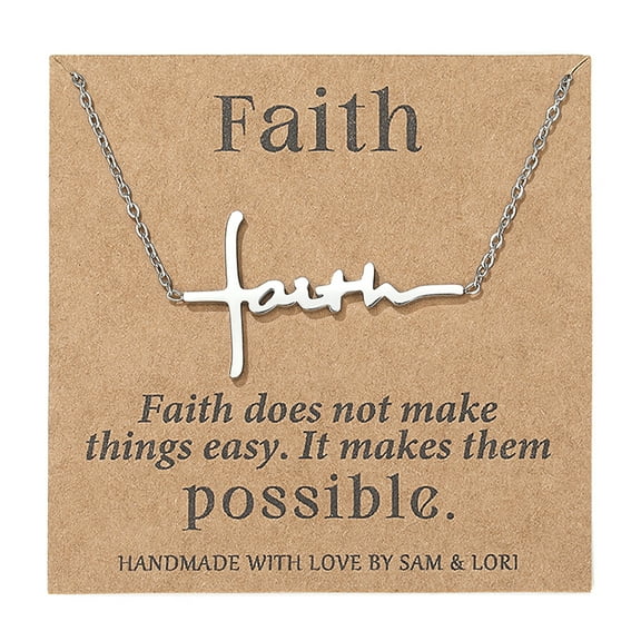 SAM & LORI Cross Necklace for Women Silver Faith Christian Baptism Gifts Catholic Religious Spiritual Jewelry Cute Sideways Choker Christmas Stocking Stuffers Valentines Day Easter Basket