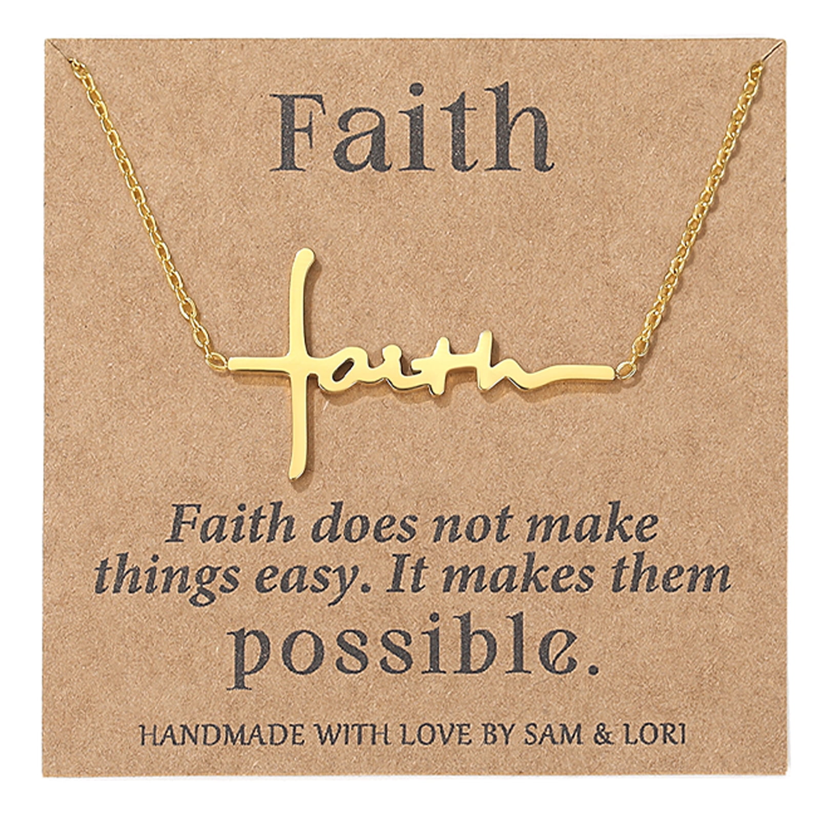 SAM & LORI Gold Cross Necklace for Women Faith Christian Baptism Gifts Catholic Religious Spiritual Jewelry Cute Sideways Choker Confirmation Christmas Stocking Stuffers Valentines Day Easter Basket