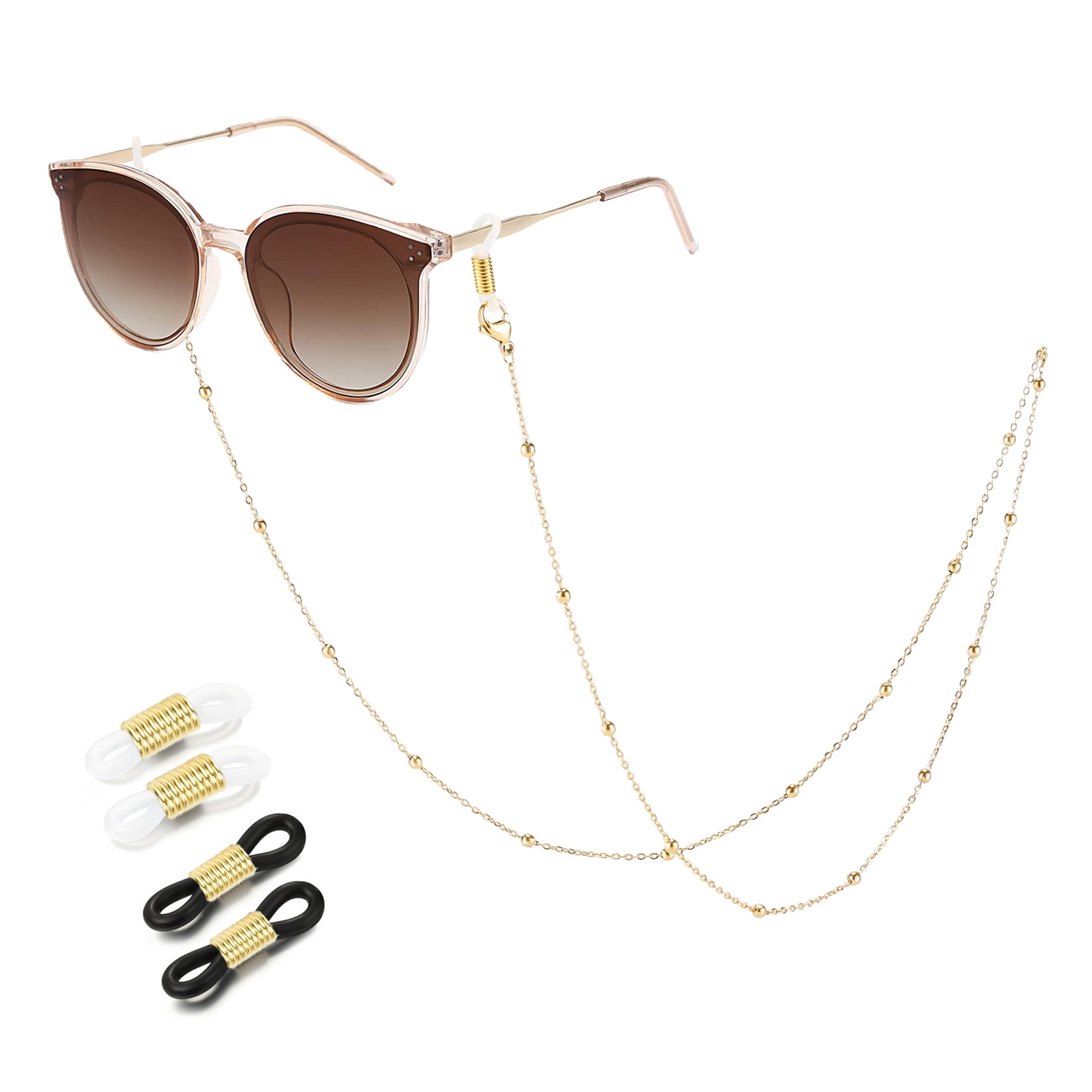 SAM LORI Gold Eyeglass Chain for Women Glasses Necklace Strap Holder Reading Cord Eyewear Around Neck Silver Sunglasses Beaded Kawaii Eyewear