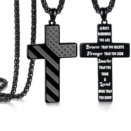 SAM & LORI Teens Gifts Ideas Teenagers Men Cross Necklace Pendant Son Boyfriend Birthday Confirmation Christmas Stocking Easter Basket Stuffers