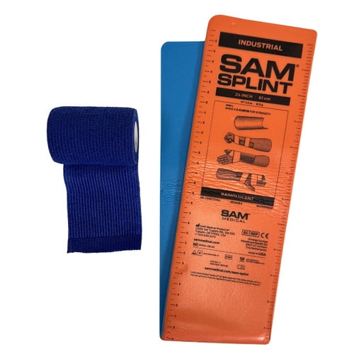 SAM Splint Combo Pack - (24" Orange/Blue Splint with Blue Cohesive Wrap)