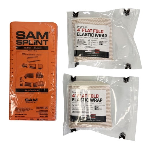 SAM Splint Combo Pack - (36" Orange/Blue Flat Splint with 4" Elastic Wraps)