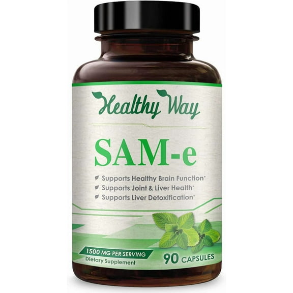 Healthy Way SAM-e Supplement for Brain Health, Liver, Mood & Joint Support, 1500mg, 90 Capsules