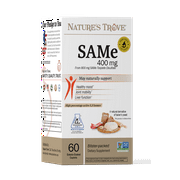 SAM-e 400mg - 60 Enteric Coated Caplets - Non-GMO Project Verified - Cold Form Blister Packed - Vegan - Kosher - Gluten Free - Soy Free - Natures Trove