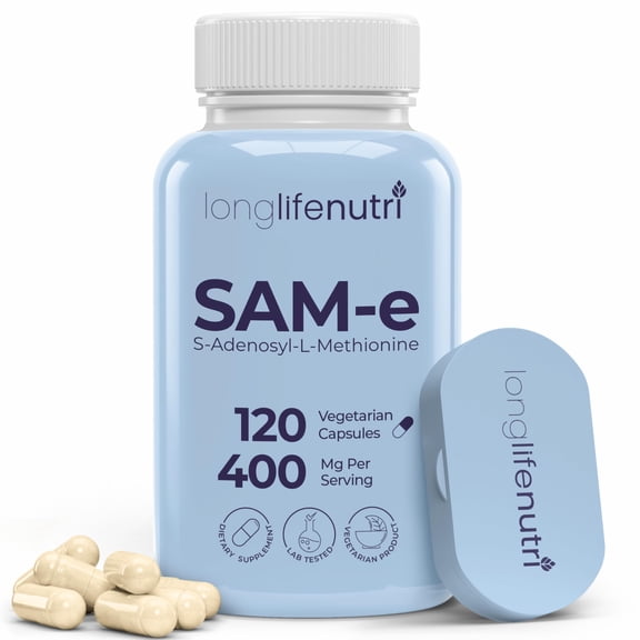 LongLifeNutri SAM-e 400mg 120 Vegetarian Capsules, Methylated S-Adenosylmethionine for Joint Mobility & Flexibility, 2-Month Supply, No Fillers, GMP Certified, Made in USA