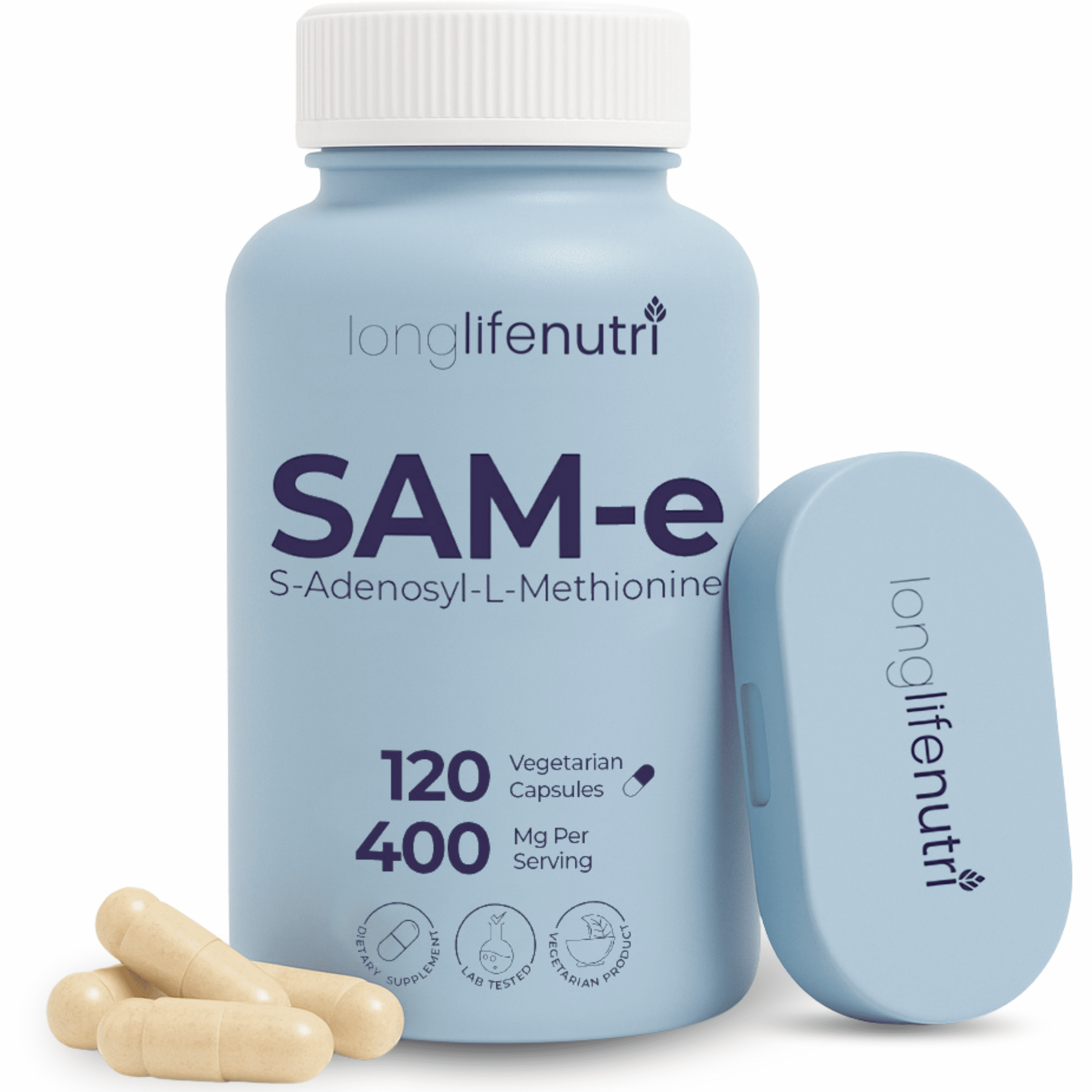 SAM-e Supplement 400mg - 120 Vegetarian Capsules, For Mobility ...