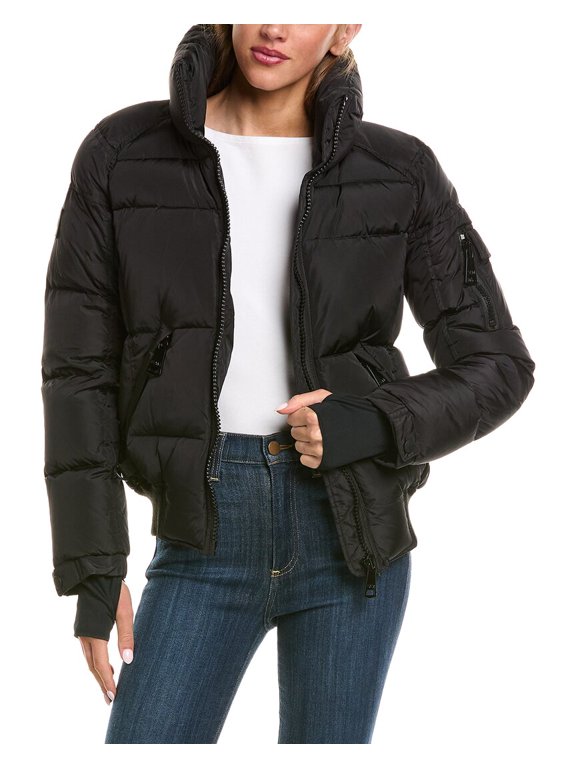 womens Down Bomber Jacket, l, Black
